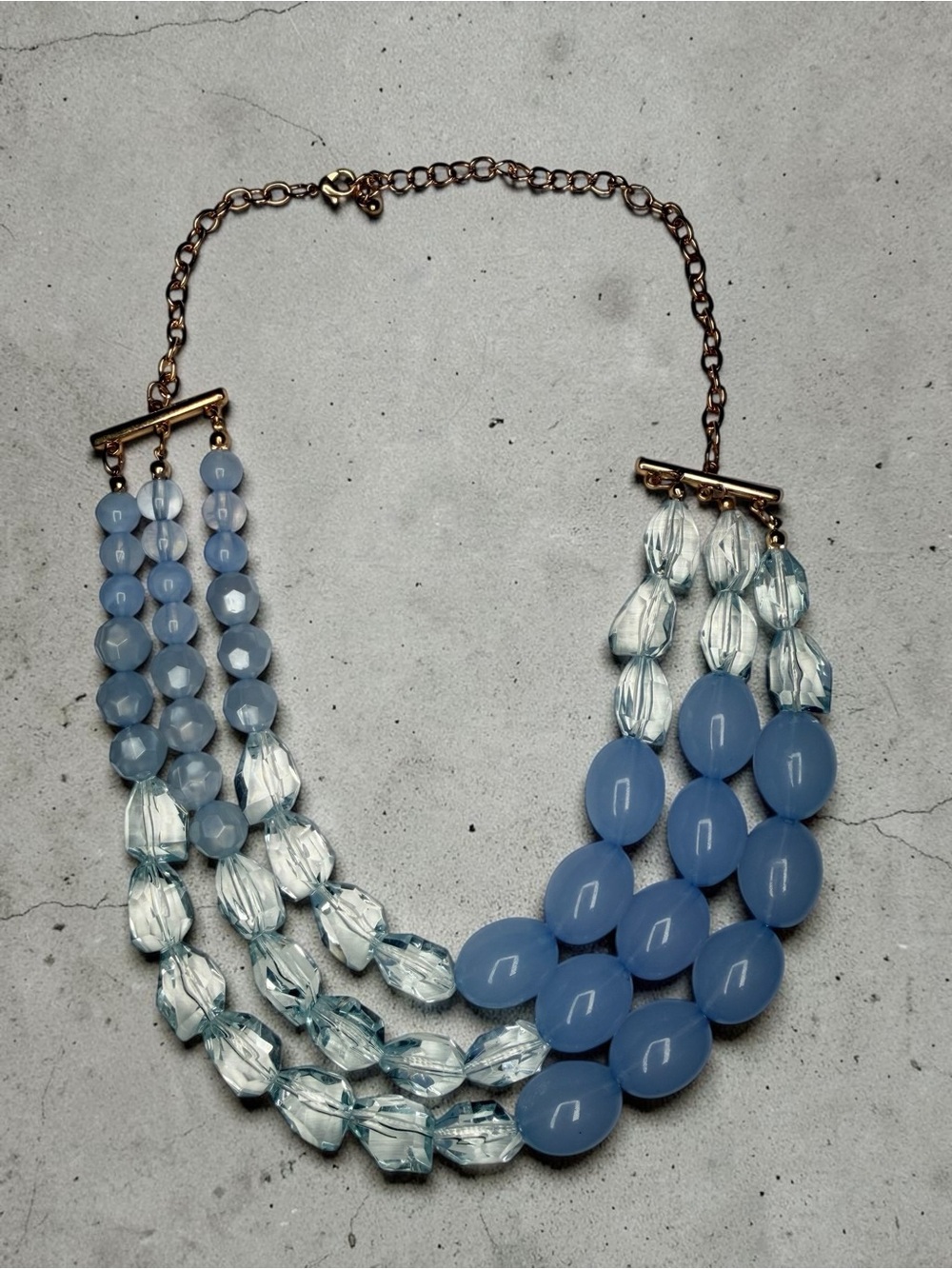 Multi-Strand Blue Beaded Statement Necklace